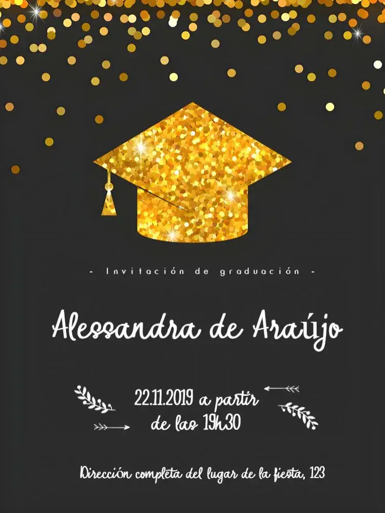 Invitación Graduación Dorada