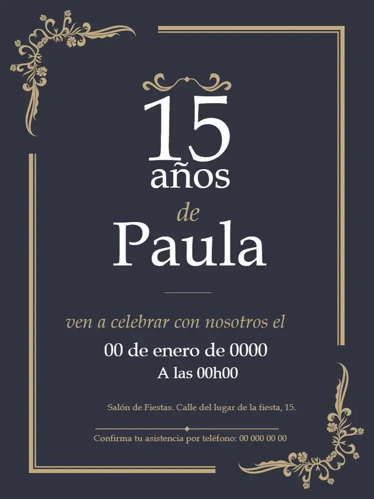 Invitación 15 Años Delicado – tema Cumpleaños elegante, delicado, azul, moderno, feminino