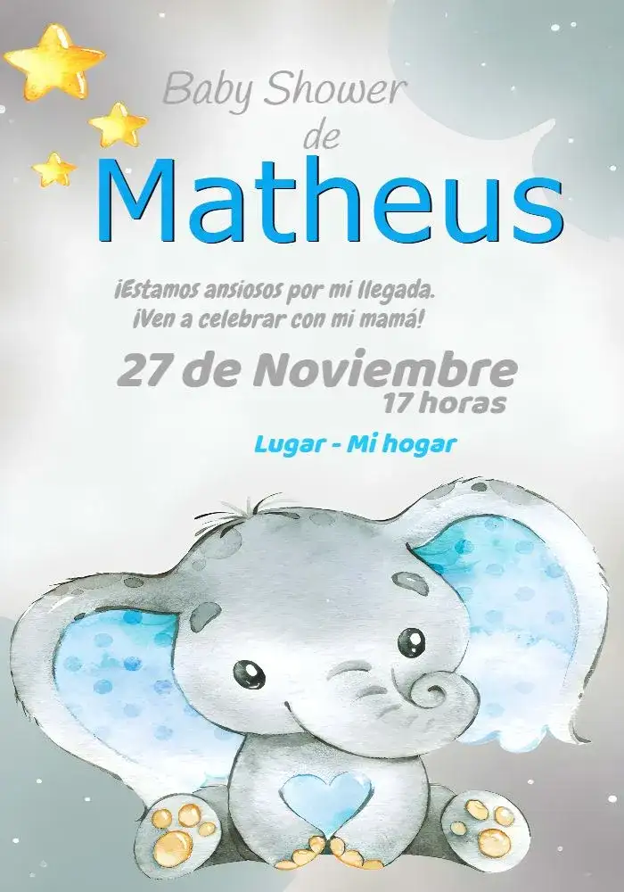 Baby Shower Elefantito Acuarela Bebé