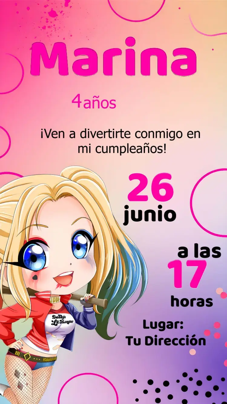 Invitación Arlequina Quinn