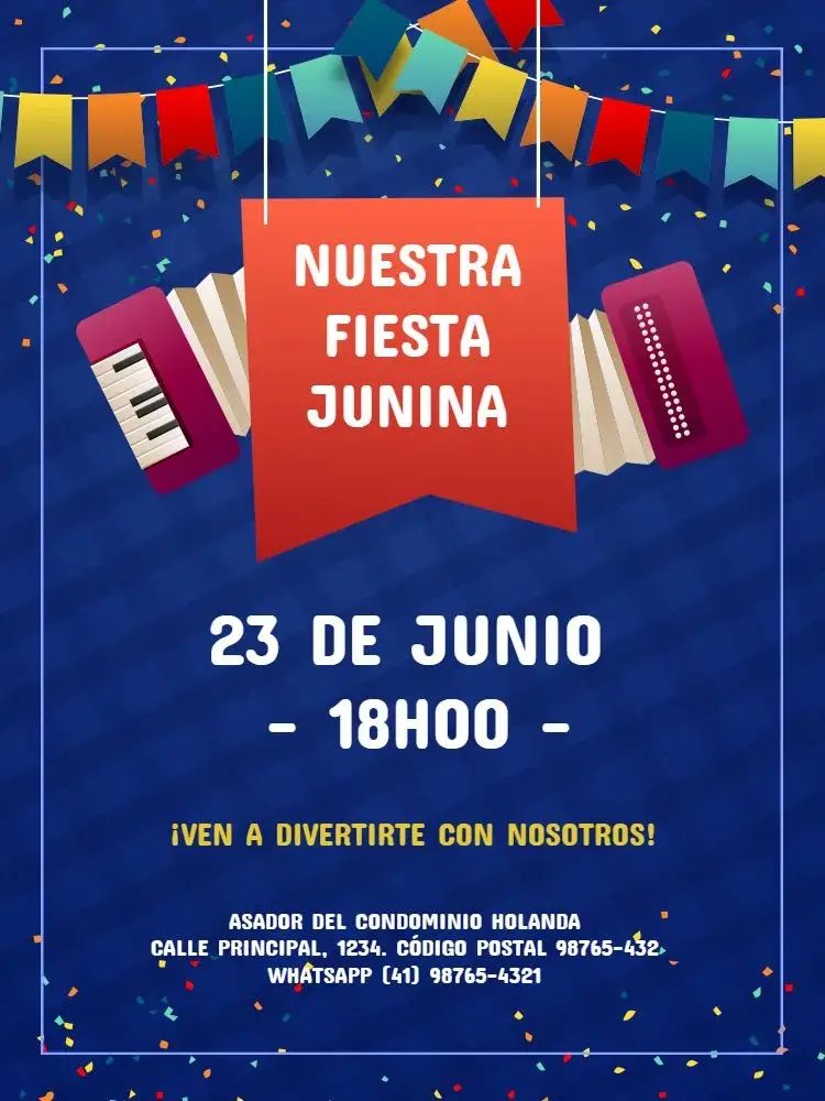 Invitación Fiesta Junina Bandera Oscura