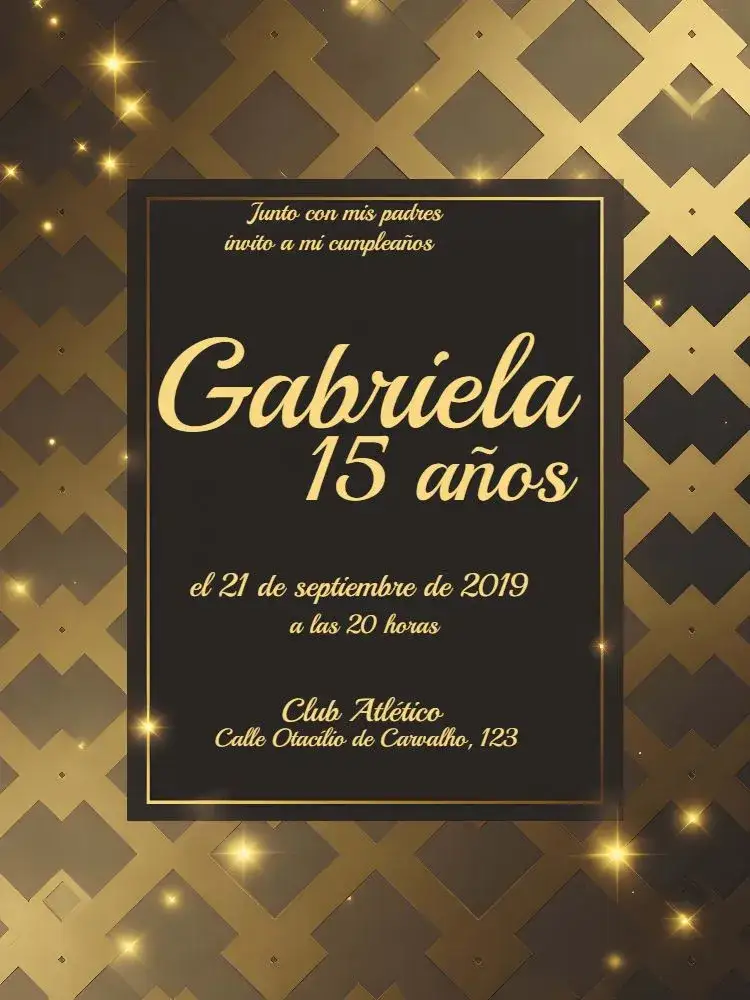 Invitación 15 Años Chanel - Negro y Dorado de Lujo – tema 15 años negro, dorado, lujo, elegante, moderno, clásico