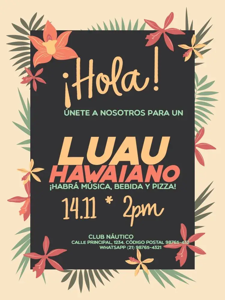 Invitación Hawaiano editable y personalizable