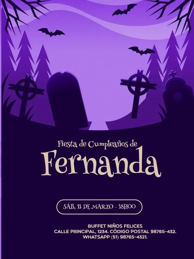 Invitación Bosque de Vampiros Púrpura