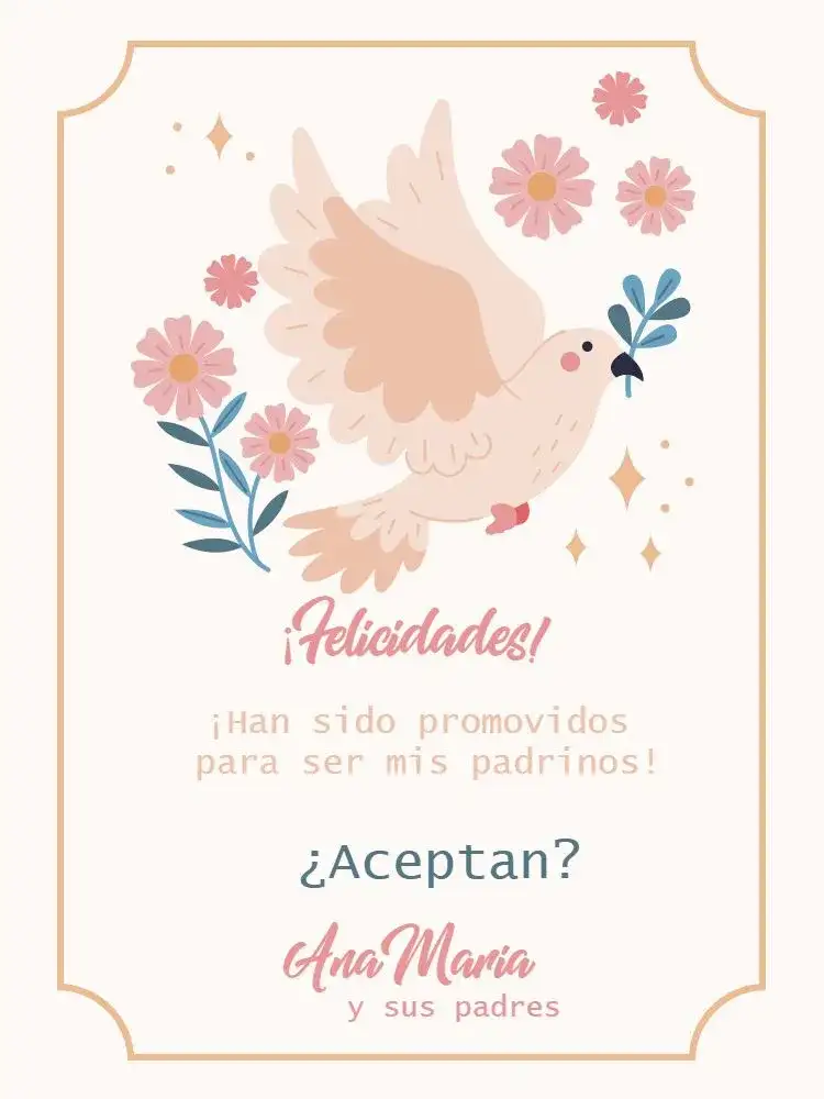 Para Padrinos De Bautismo Delicado Beige Floral