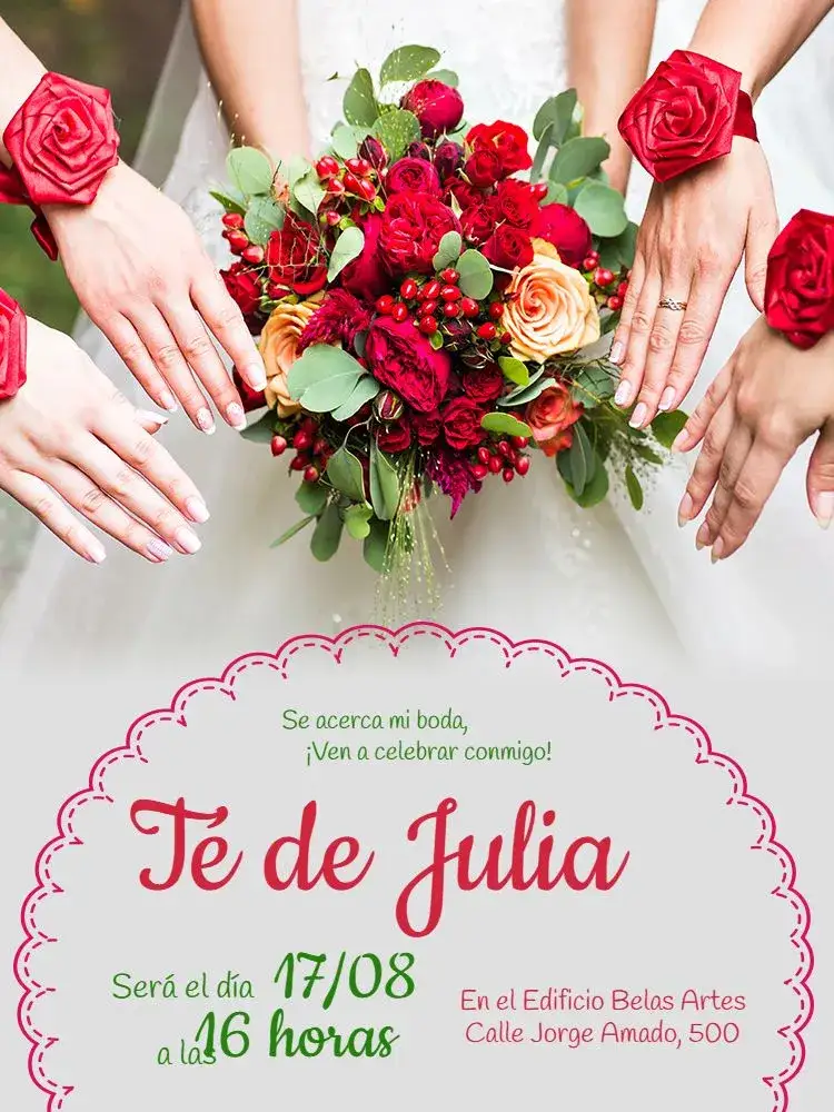 Invitación Despedida De Soltera - Estilo De Las Amigas Manos – tema Despedida de Soltera floral, romántico, moderno, colorido, delicado, casero