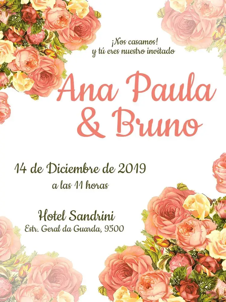 Invitación Boda Floral - Rosas Flores