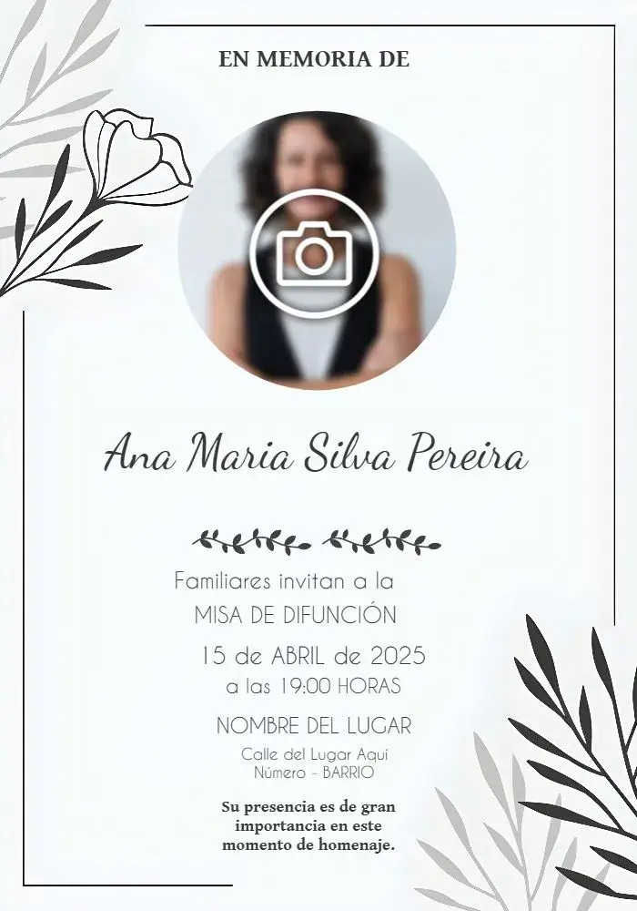 Invitación Misa De Fallecimiento Con Foto Culto