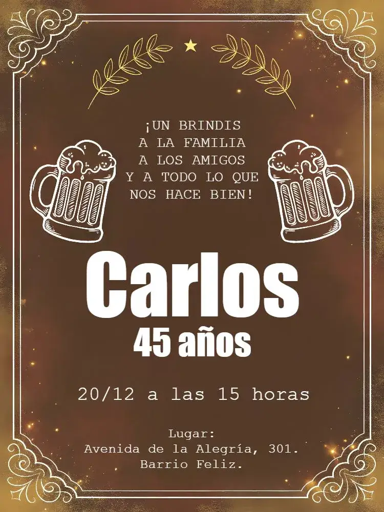 Invitación Bar Chalkboard Bebida – tema Cumpleaños pizarra, estilo de taberna, elementos gráficos de bebida, colores sobrios, diseño rústico