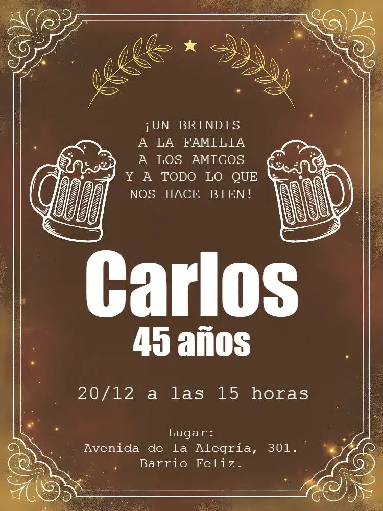 Invitación Bar Chalkboard Bebida