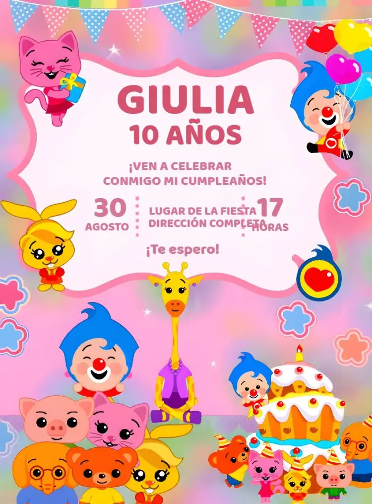 Invitación Plim Héroe Del Corazón Rosa Niña Infantil