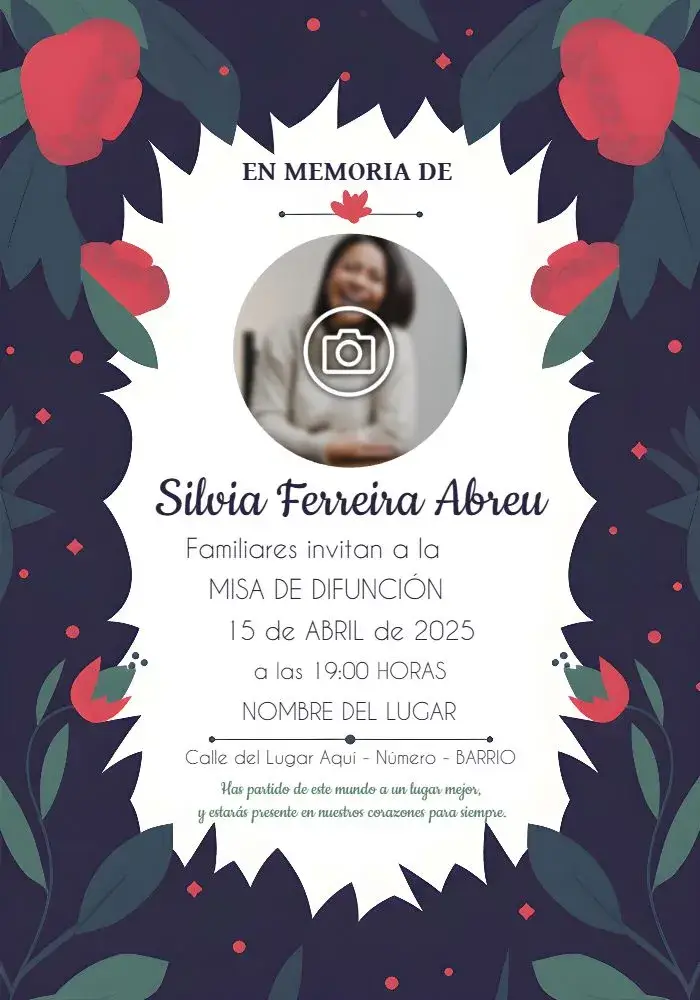 Invitación Misa De Fallecimiento Con Foto Estrella editable y personalizable