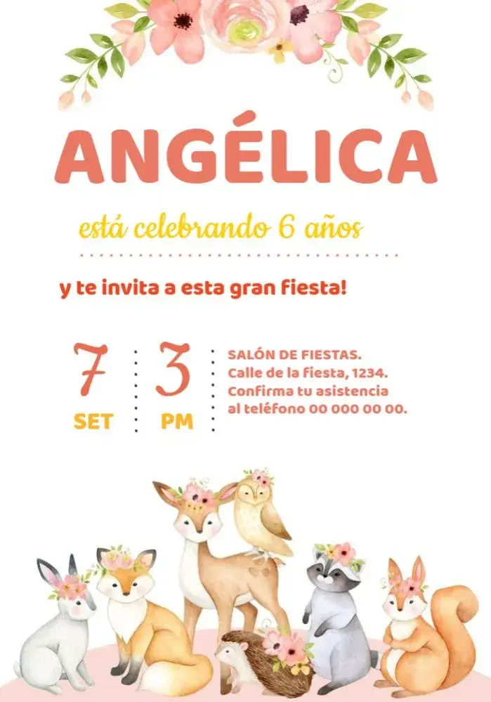Invitación Bosque Animales Para Editar Celebración