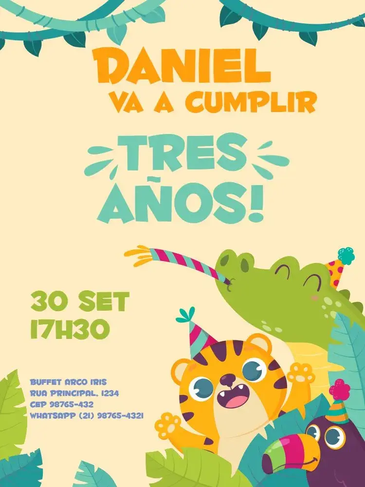 Invitación Zoo Colorido Onça