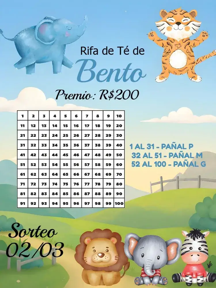 Invitación Té de Rifa Safari Cha – tema Té Rifa safari, animales, colores neutros, divertido, temático, naturaleza