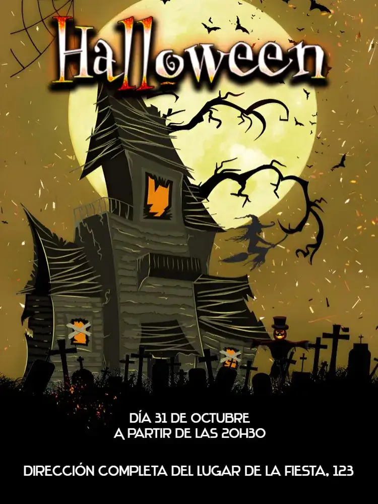 Invitación Para Fiesta De Halloween Embrujada – tema Fechas Conmemorativas sombrío, misterioso, vintage, fantasía, colorido, divertido