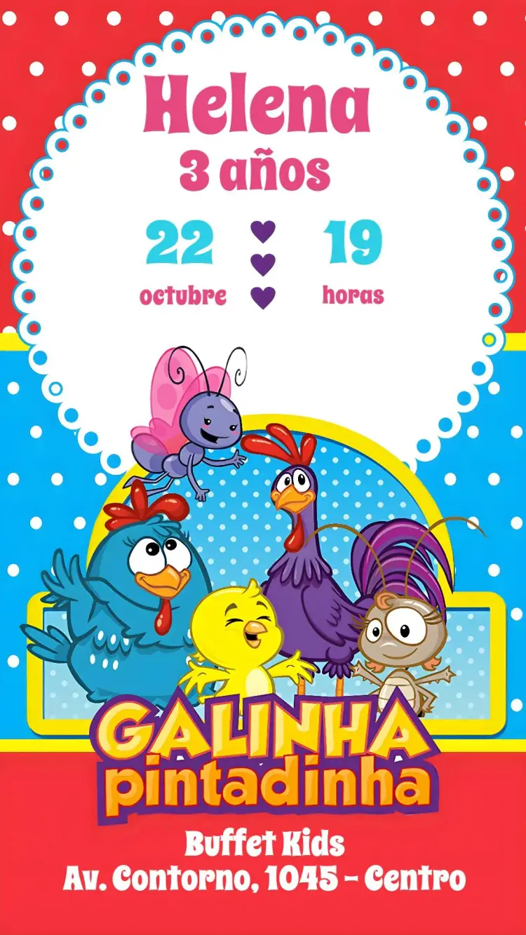 Invitación Gallina Pintadita