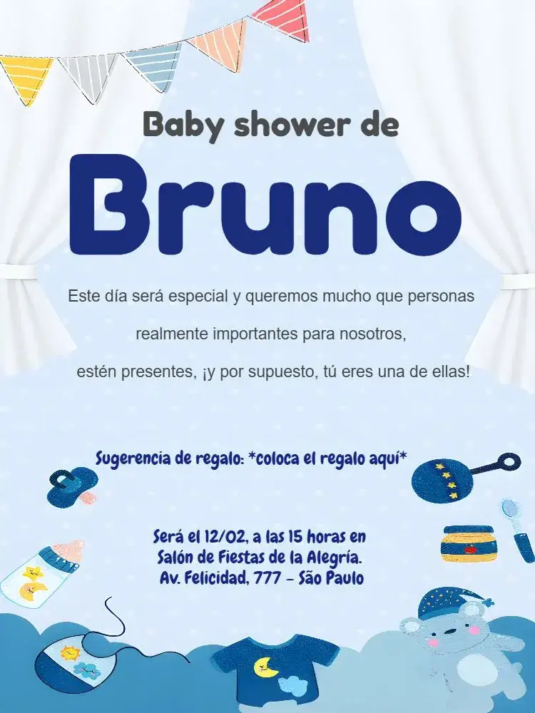 Invitación Baby Shower - Niño Azul
