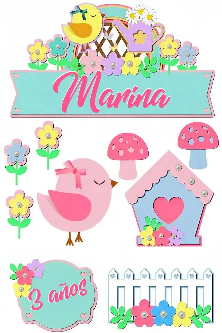 Invitación Topper de Pastel Jardín Encantado para Imprimir