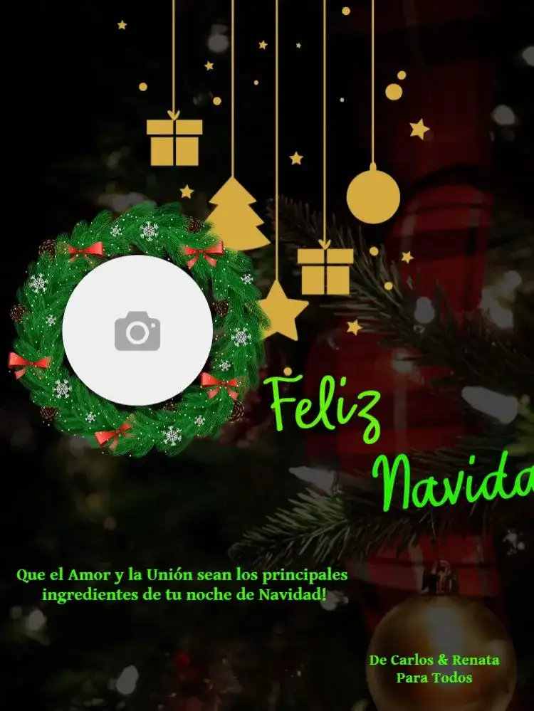 Tarjeta de Navidad con Foto y Adornos Festivos