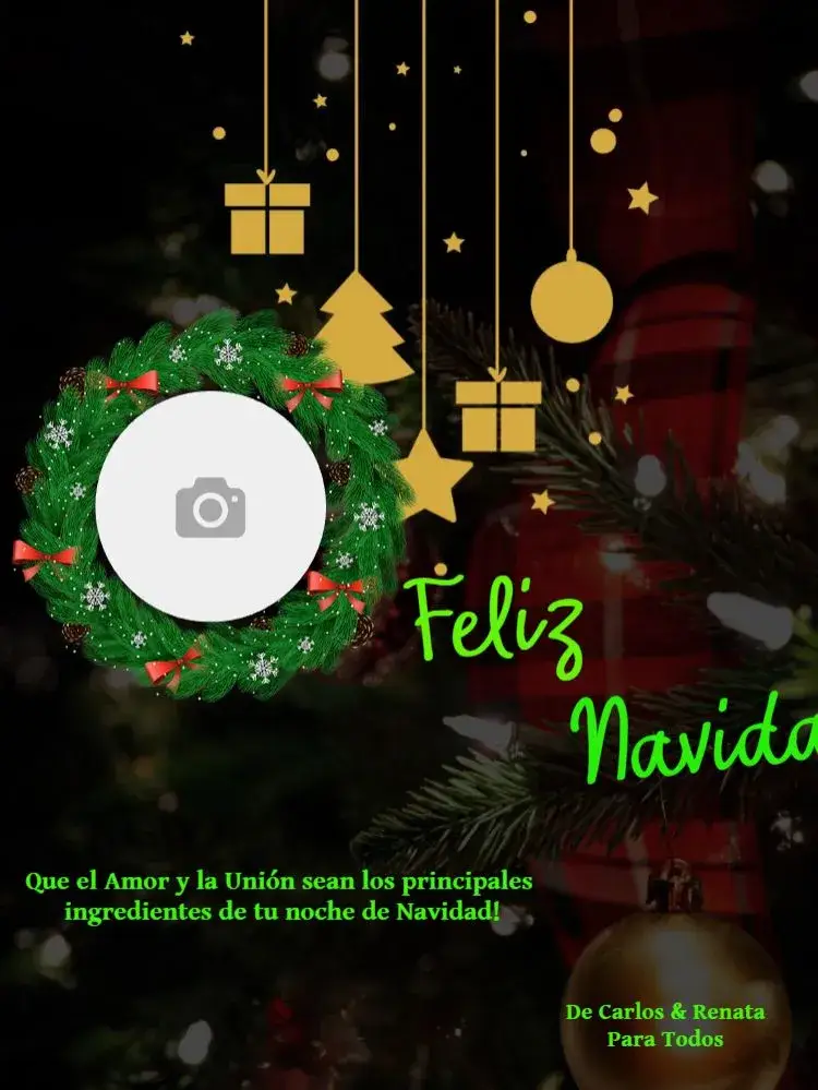 Invitación Tarjeta de Navidad con Foto y Adornos Festivos
