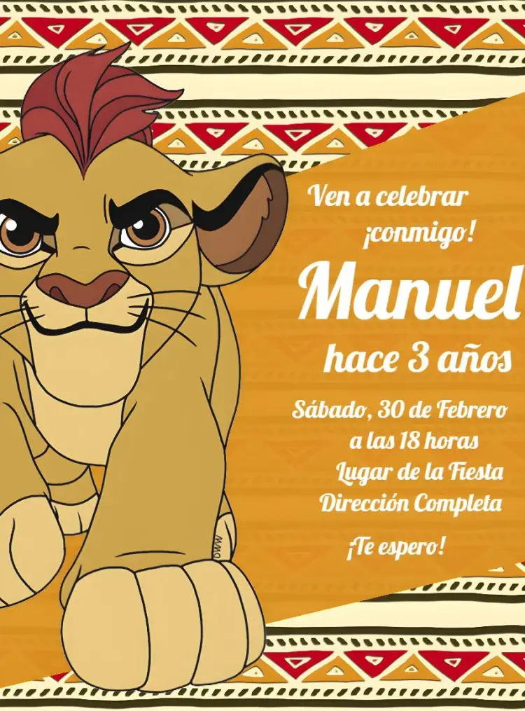 Invitación Rey León Simba