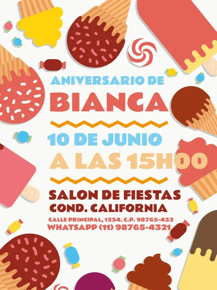 Invitación Confeitaria Candy Doces Cupcake