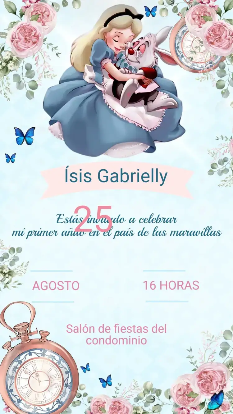 Invitación Cumpleaños ALICIA EN EL PAÍS DE LAS MARAVILLAS