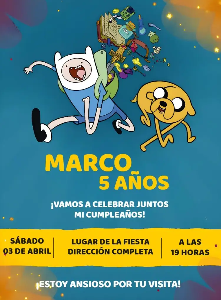 Invitación Hora De La Aventura Azul