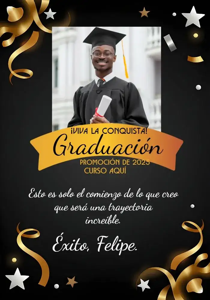 Tarjeta de Graduación con Confeti y Foto