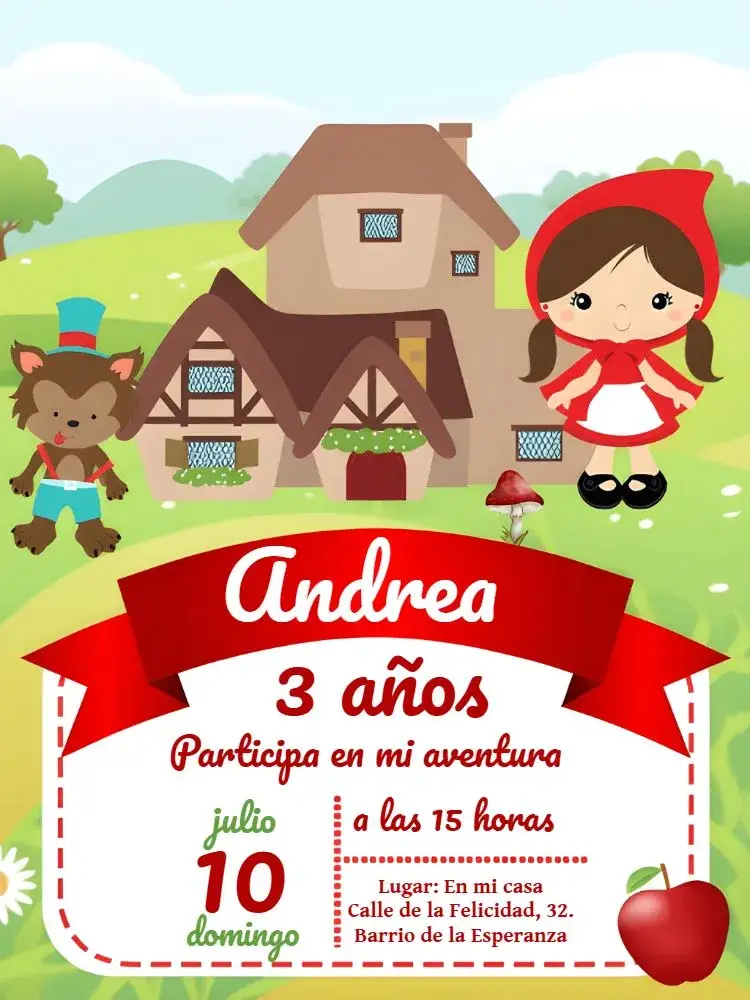 Invitación Chapeuzinho Rojo Fiesta