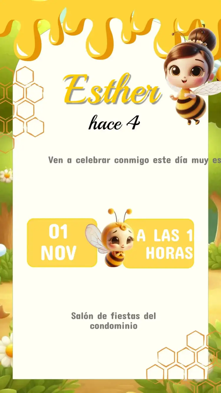 Invitación Cumpleaños Abejita