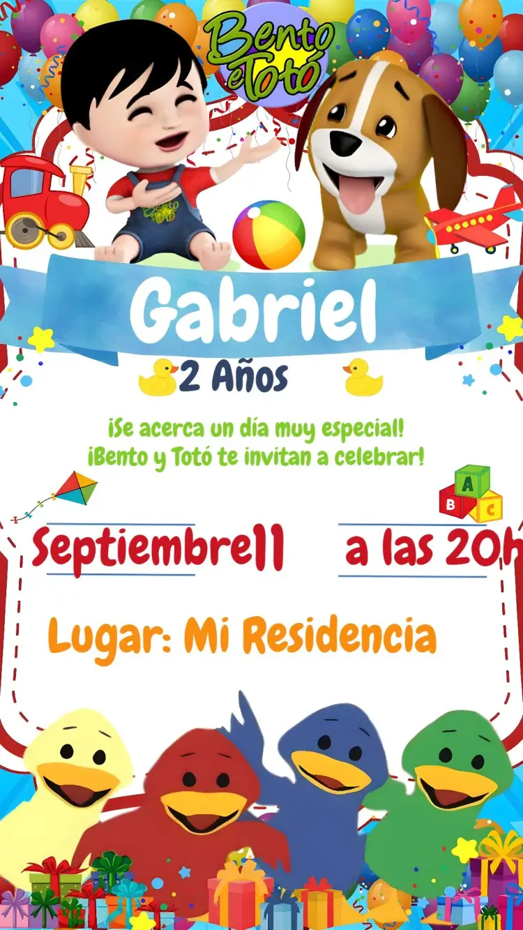 Invitación Bento Y Totó Animado