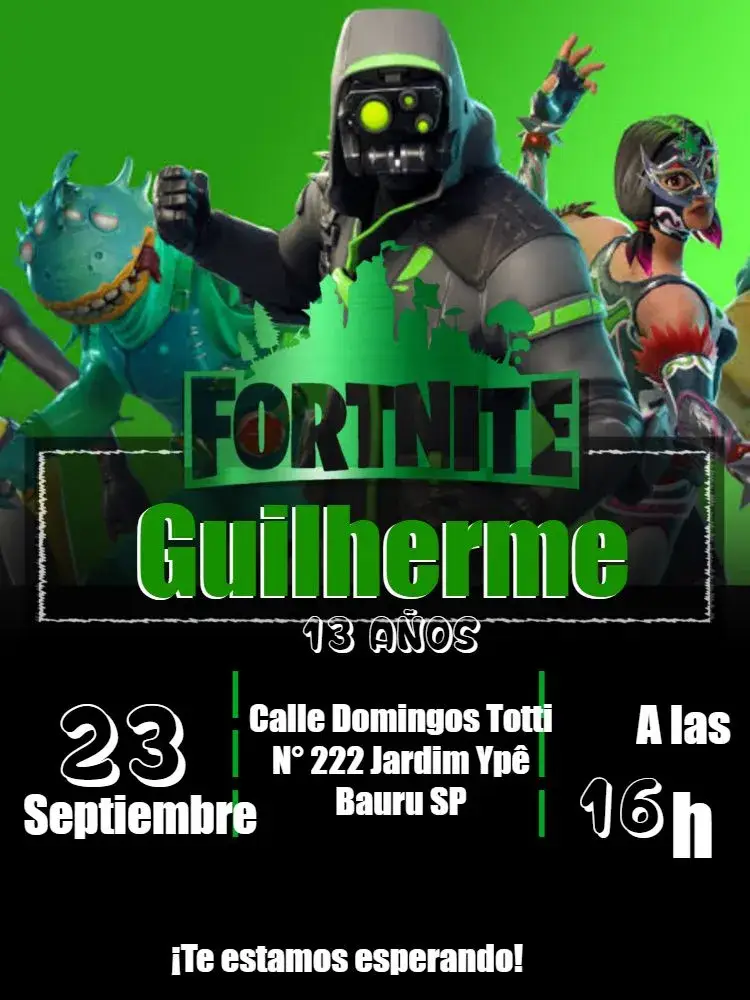 Invitación Fortnite Verde