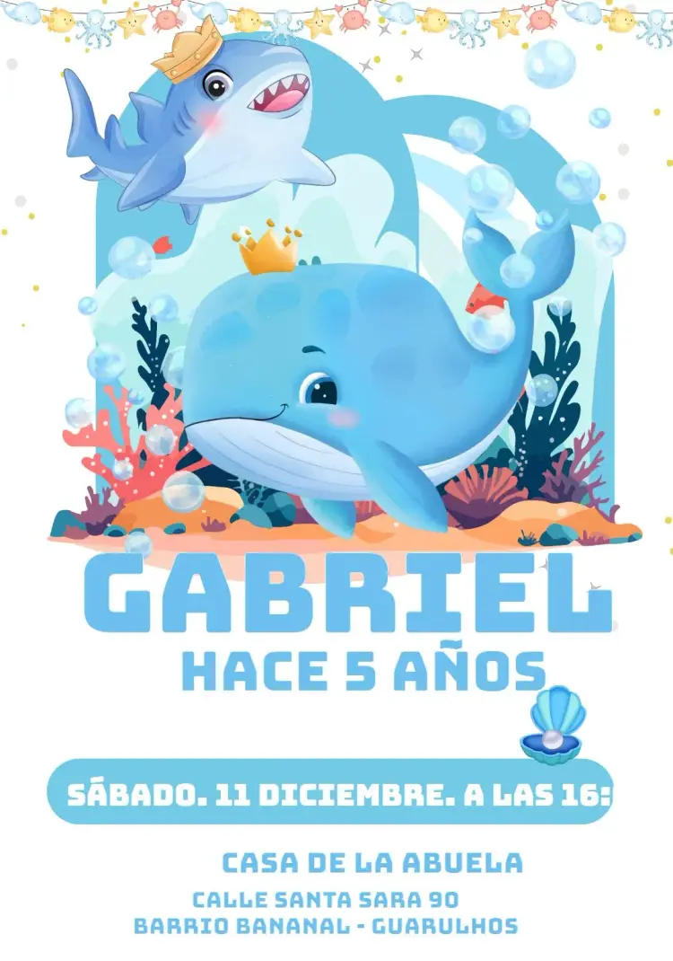 Invitación Fondo Del Mar Ballena Ostra