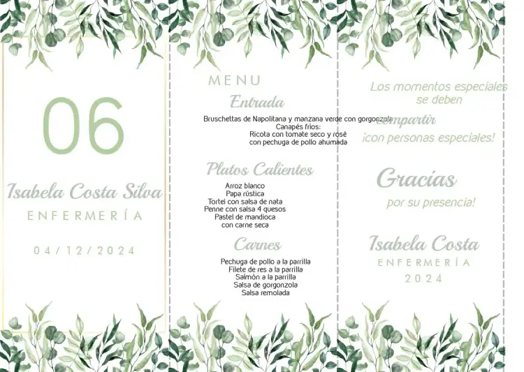 Menú Triángulo Graduación Verde Hombre
