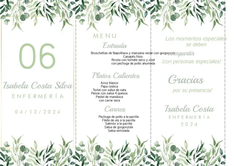 Invitación Menú Triángulo Graduación Verde Hombre