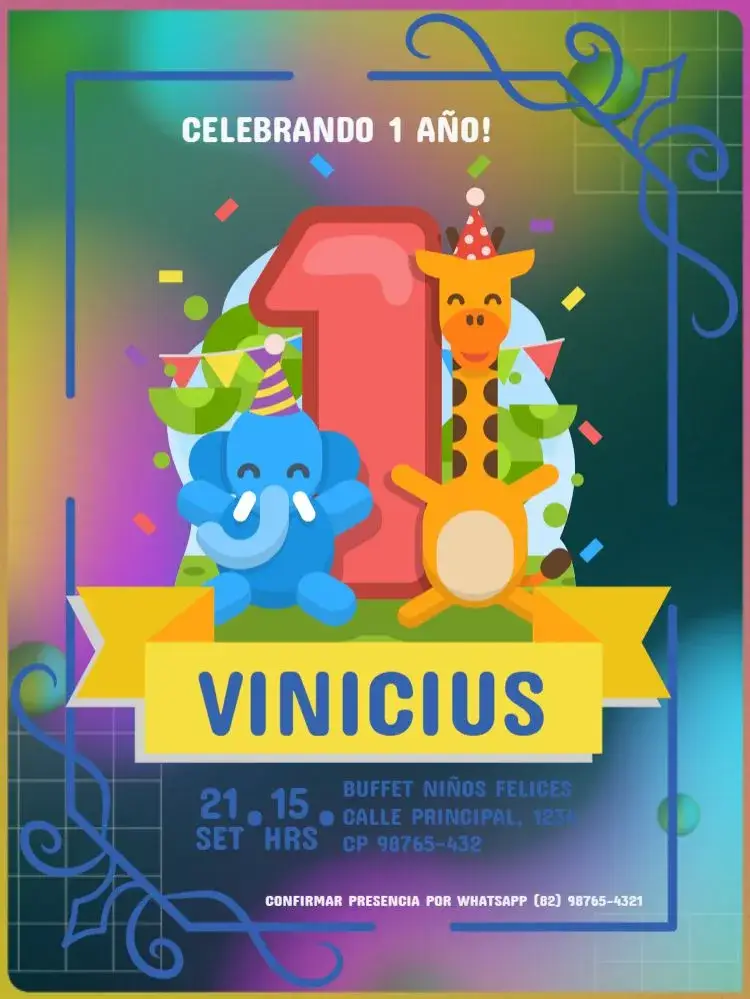 Invitación Primer Año Niño Elefante