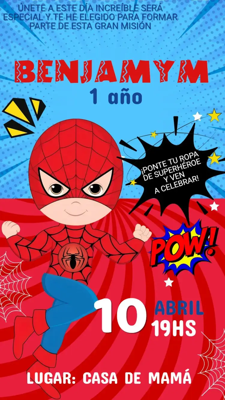 Invitación Cumpleaños - Hombre Araña