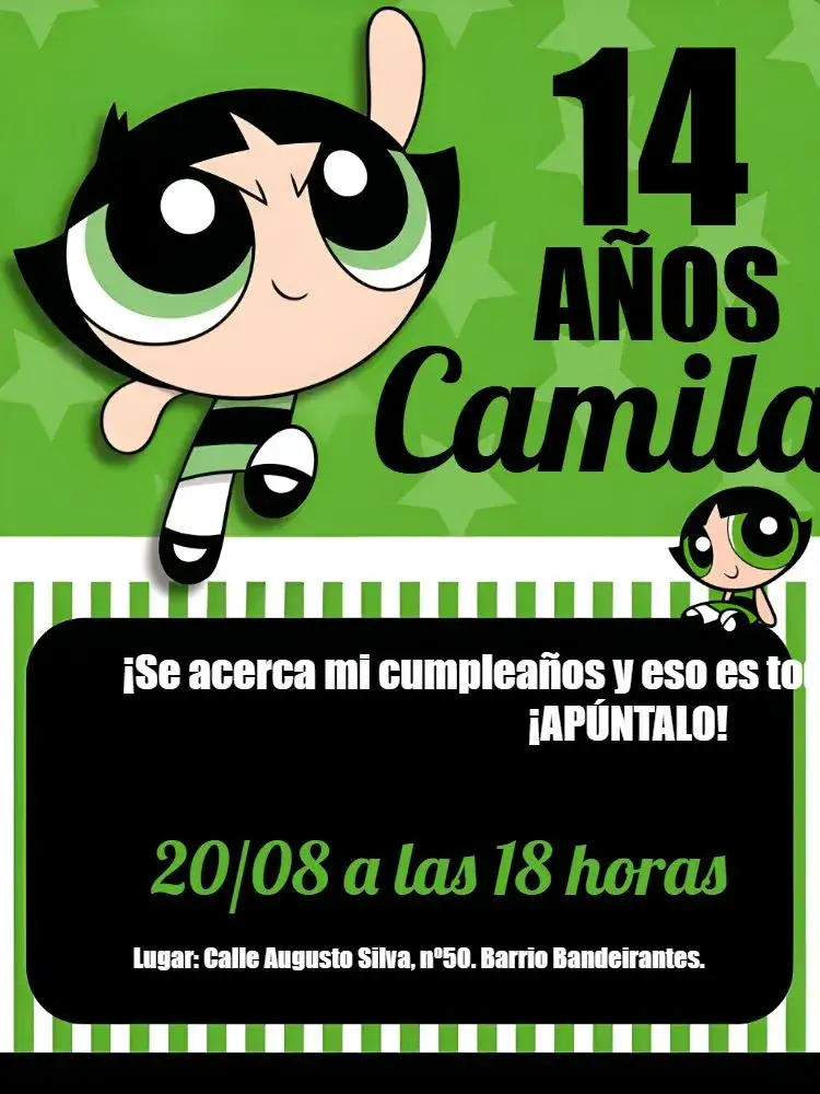 Invitación Docinho Nervosinha – tema Más buscados moderno, colorido, infantil, divertido, estrellado, rayado