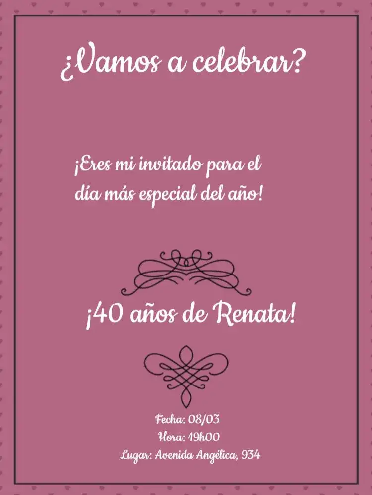 Invitación Fiesta Rosa Mujer – tema Cumpleaños Infantil rosa, floral, moderno, divertido, brillante