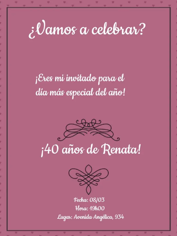 Invitación Fiesta Rosa Mujer