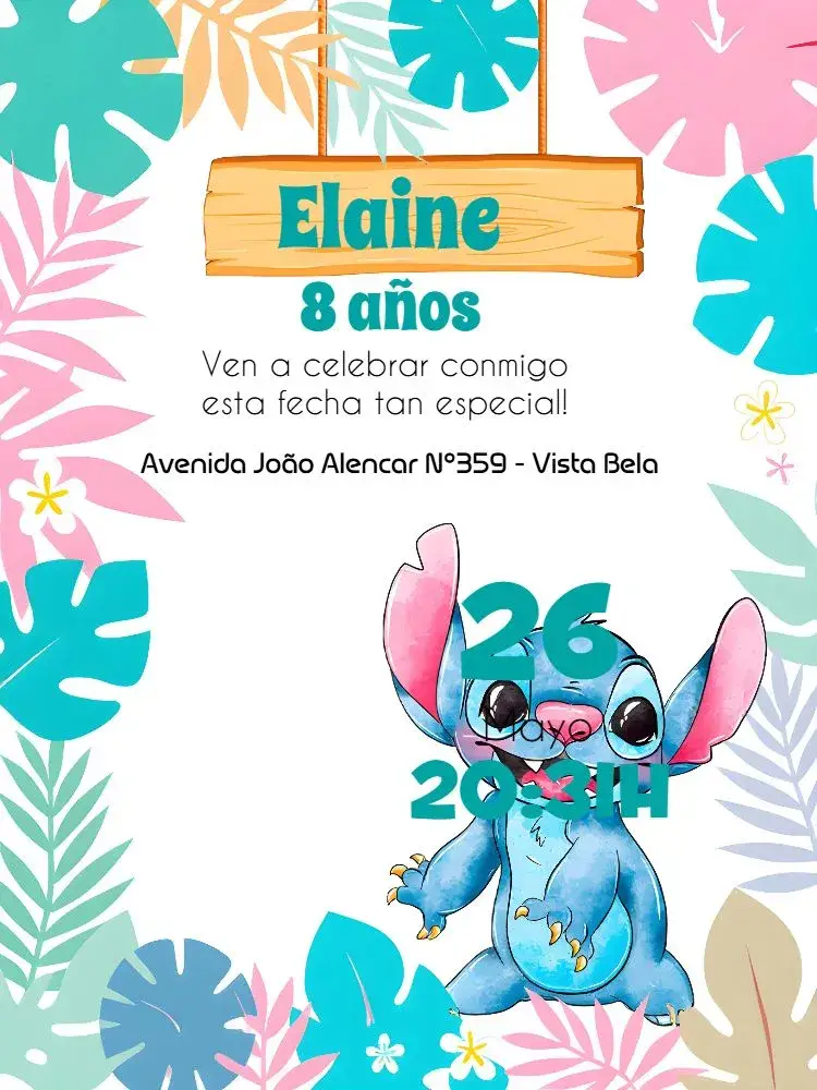 Invitación Stitch Lilo