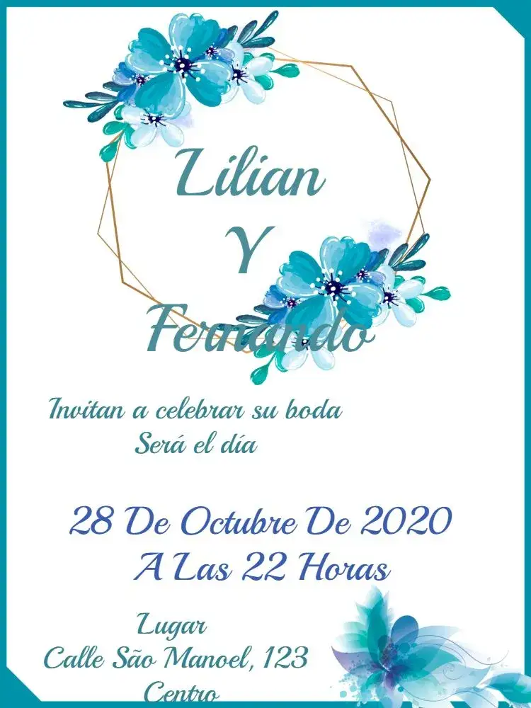 Invitación Boda Floral Flores – tema Boda floral, azul oscuro, romántico, elegante, moderno, natural