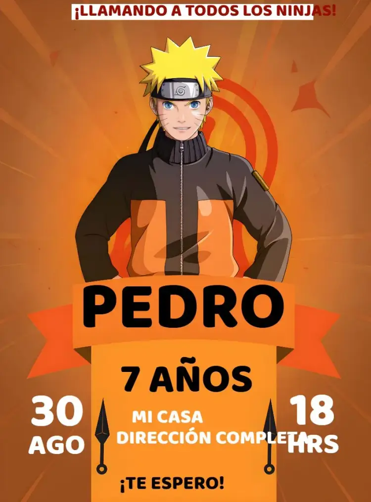 Invitación Naruto Infantil
