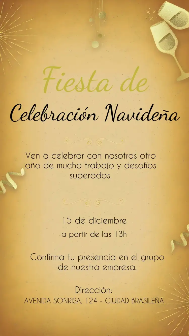 Invitación Celebración De Navidad Empresas Fiesta – tema Fechas Conmemorativas dorado, blanco, moderno, elegante, estacional