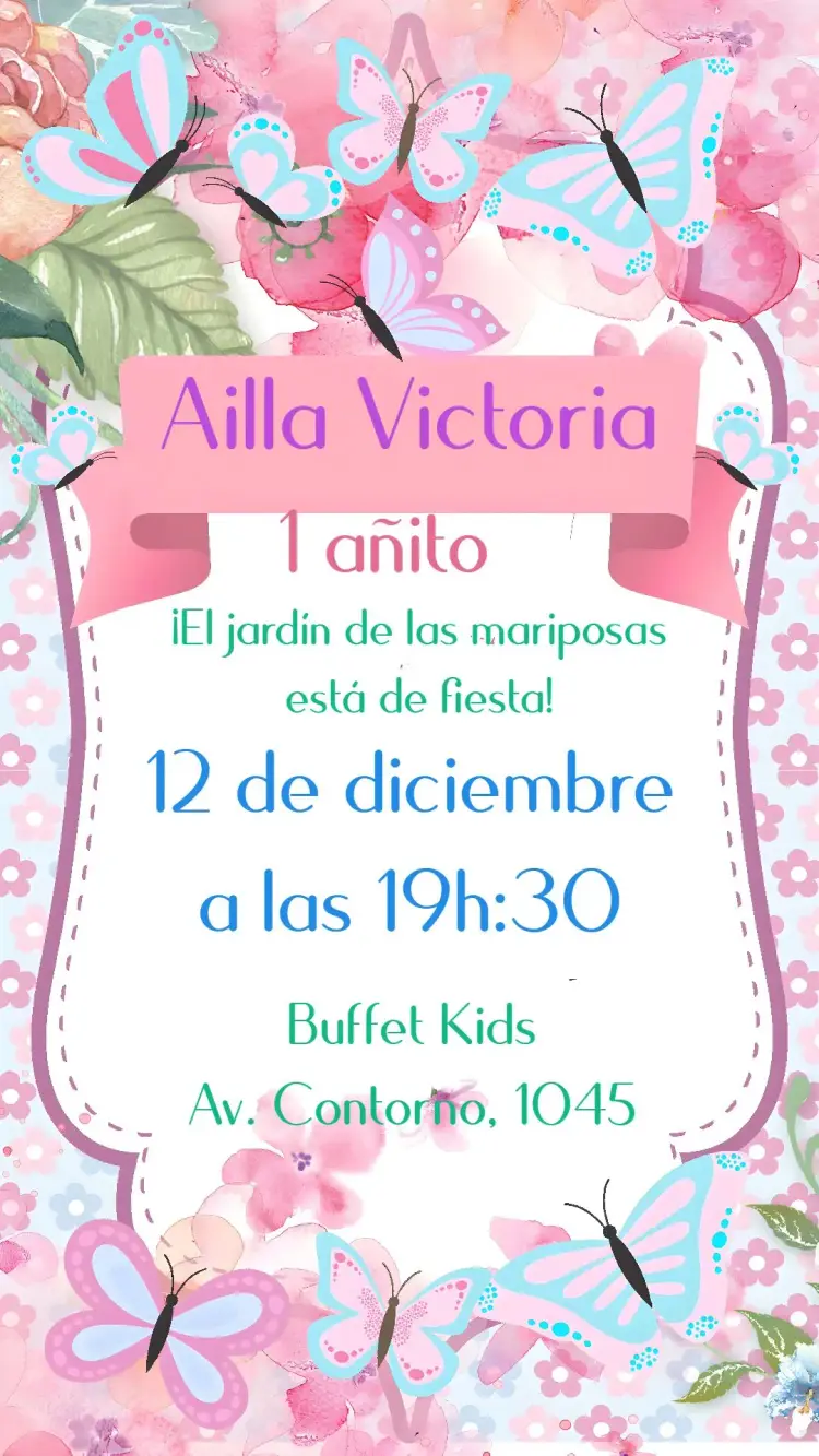 Invitación Jardín de las Mariposas editable y personalizable