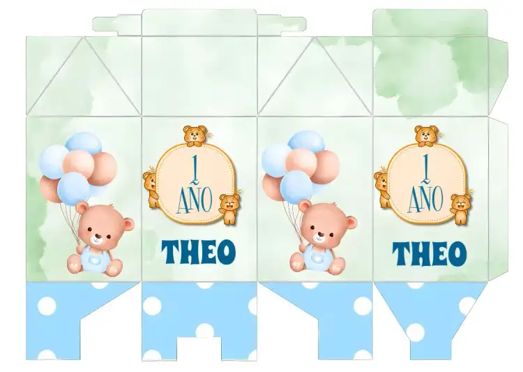 Molde De Caja Milk Osito Acuarela Cajita