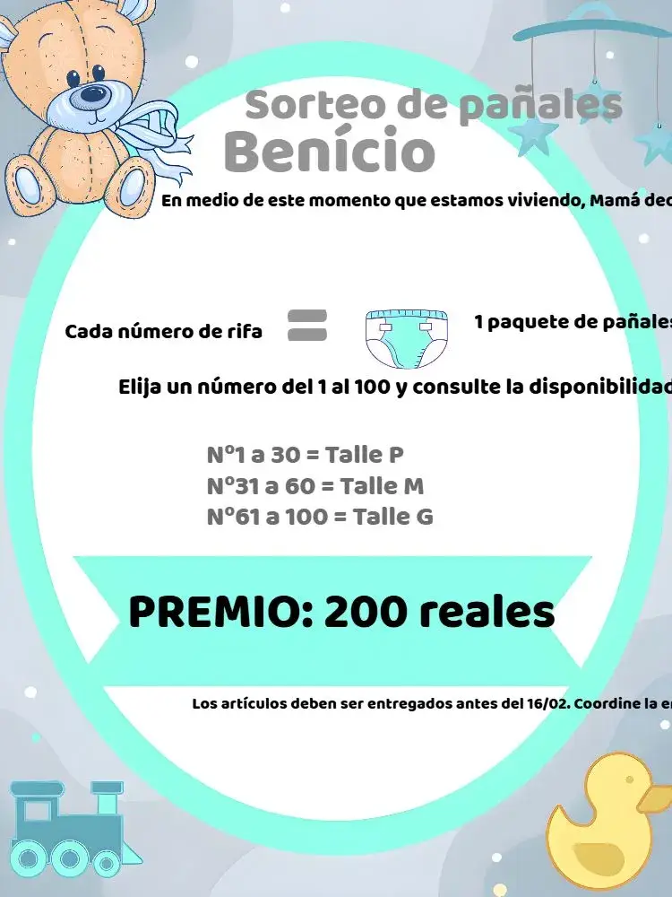 Invitación Té Rifa Osito Príncipe
