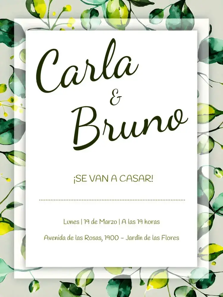 Invitación Boda Floral Fiesta editable y personalizable